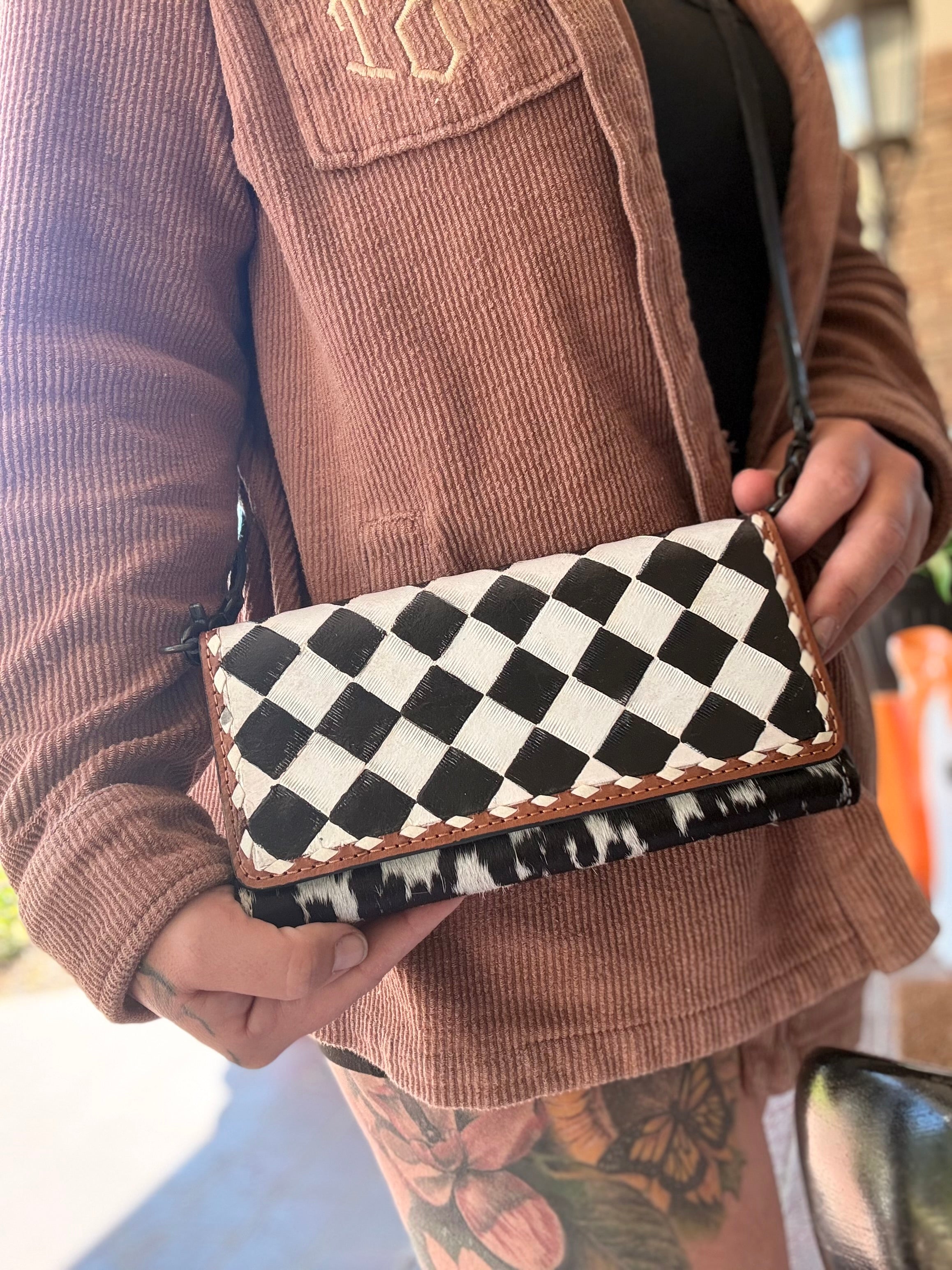 Checker wallet Clutch