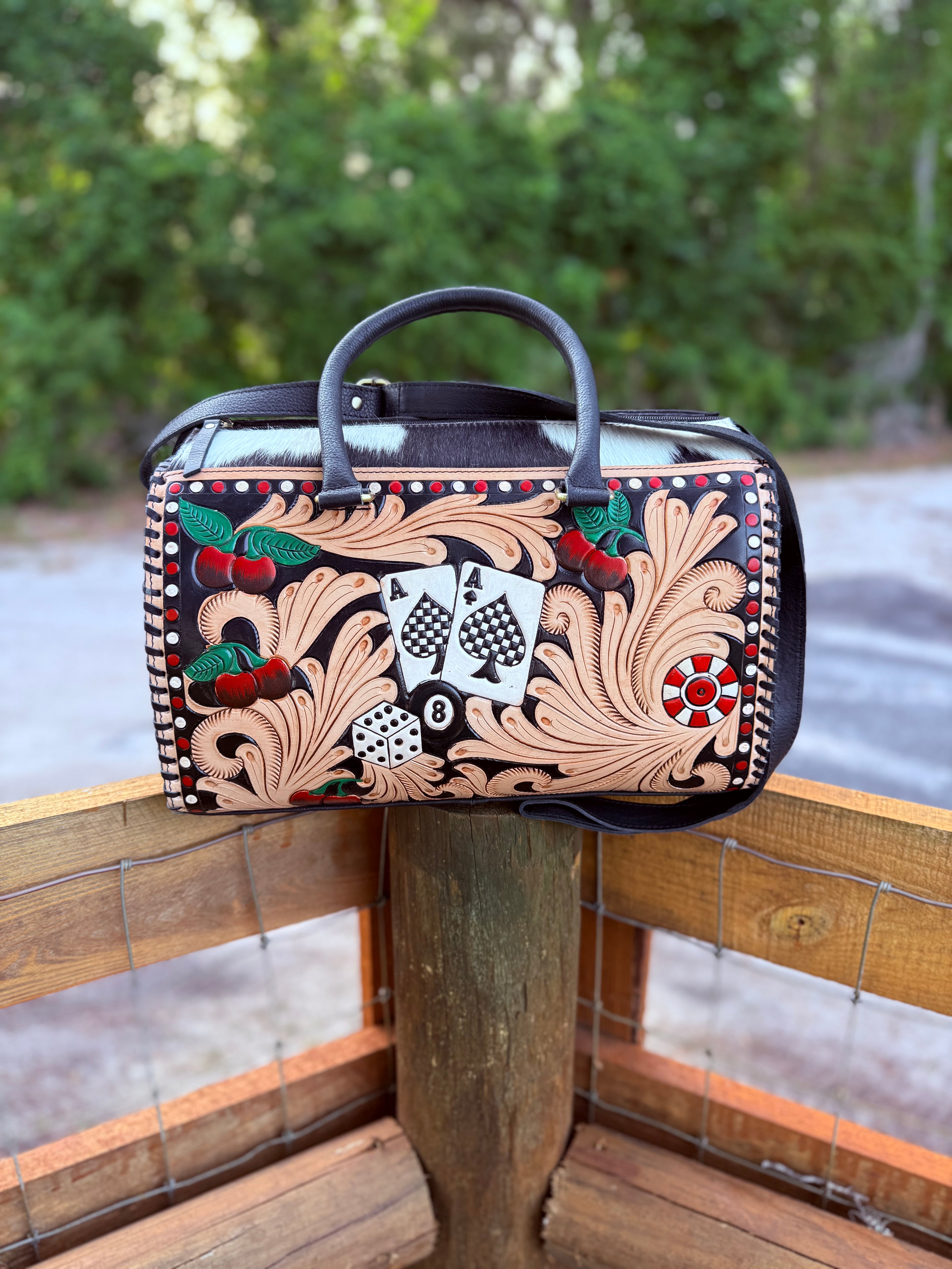 Wild Spade tooled leather speedy duffle (L)