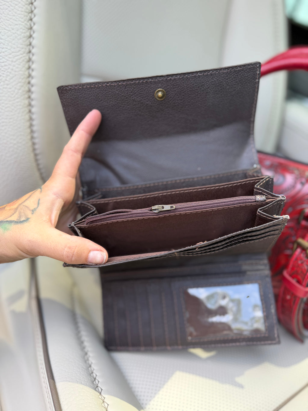 “Red Royalty set”-red tooled leather speedy (M) and wallet