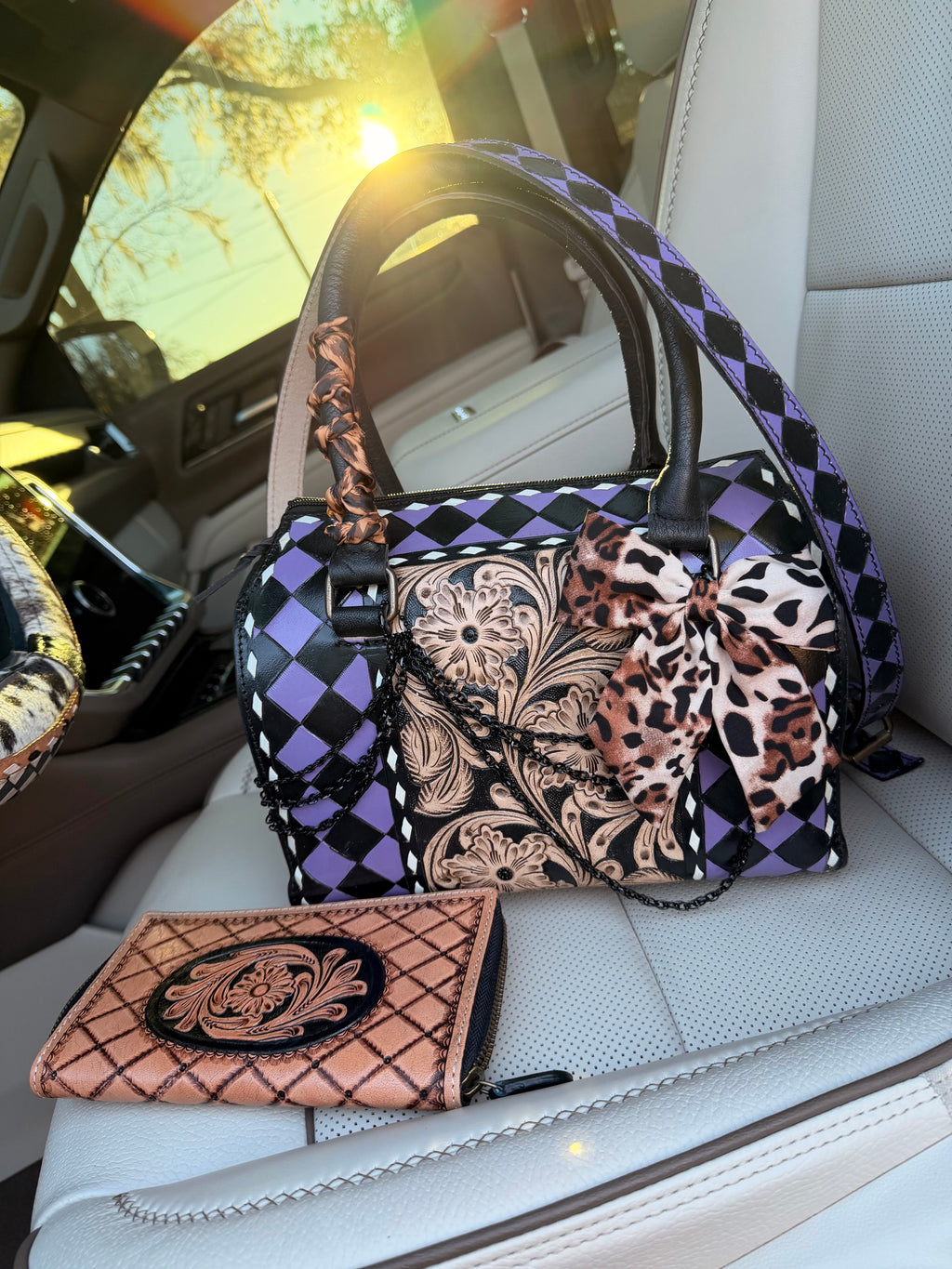 " Amethyst after Dark”- purple  tooled leather speedy (M)