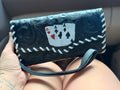 Tooled leather black wallet