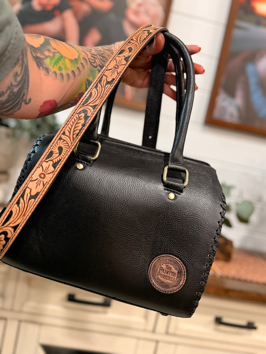 “The Dixie Spade” - cowhide and tooled leather speedy (M)
