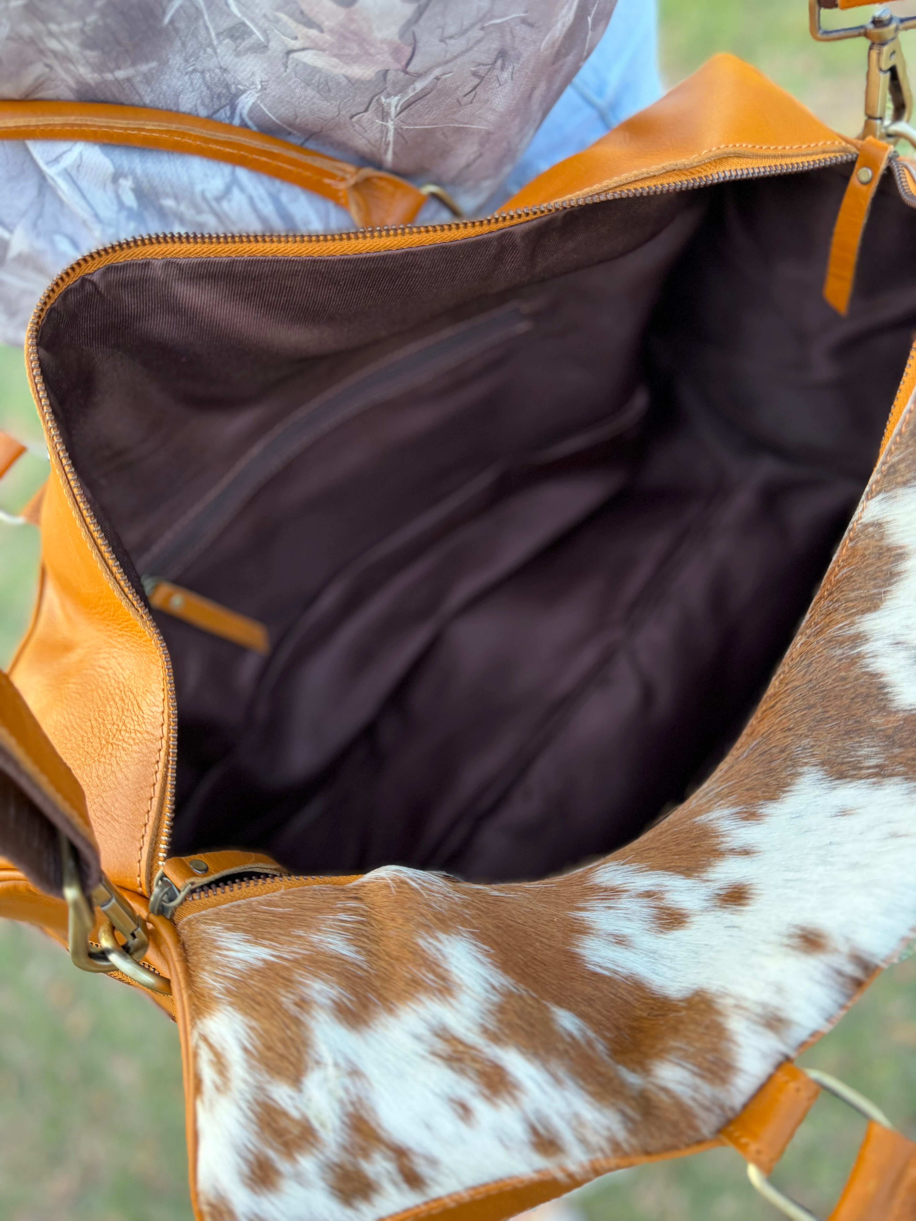 Brown checker duffle