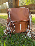 Football Leather fringe sports themed bookbag