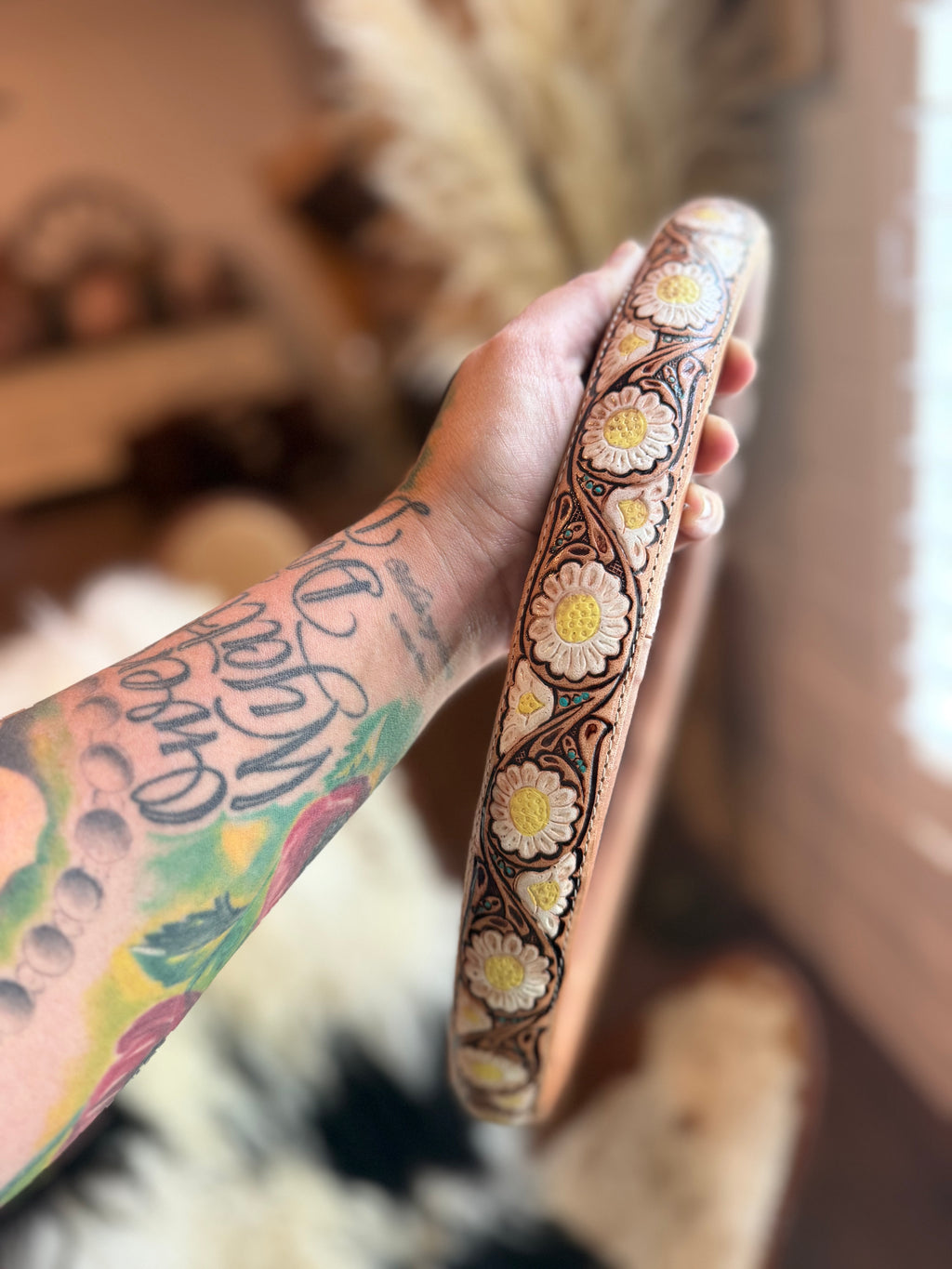 16 “ tooled leather steering wheel cover - read description before purchase