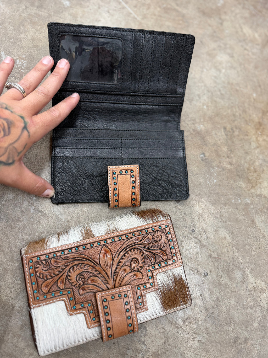 Tooled leather wallet