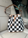 🤍🖤THE KYLE 🖤🤍Checker tooled leather bucket bag (very high-quality) exclusive to the painted porches