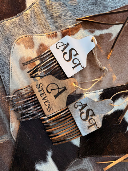 cowhide personalized ornaments with fringe