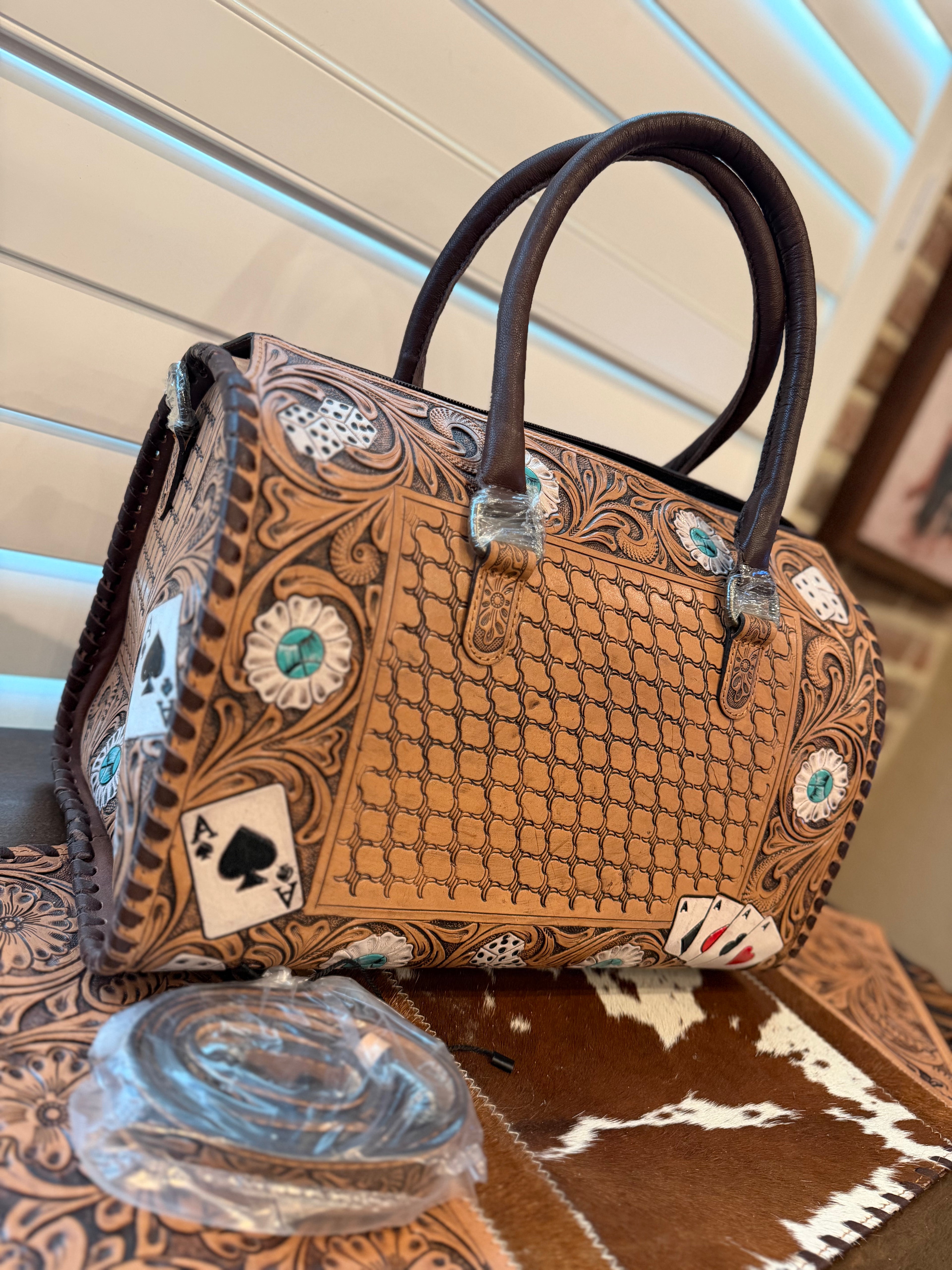 tooled leather speedy duffle (L)
