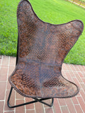 tooled leather brown chair