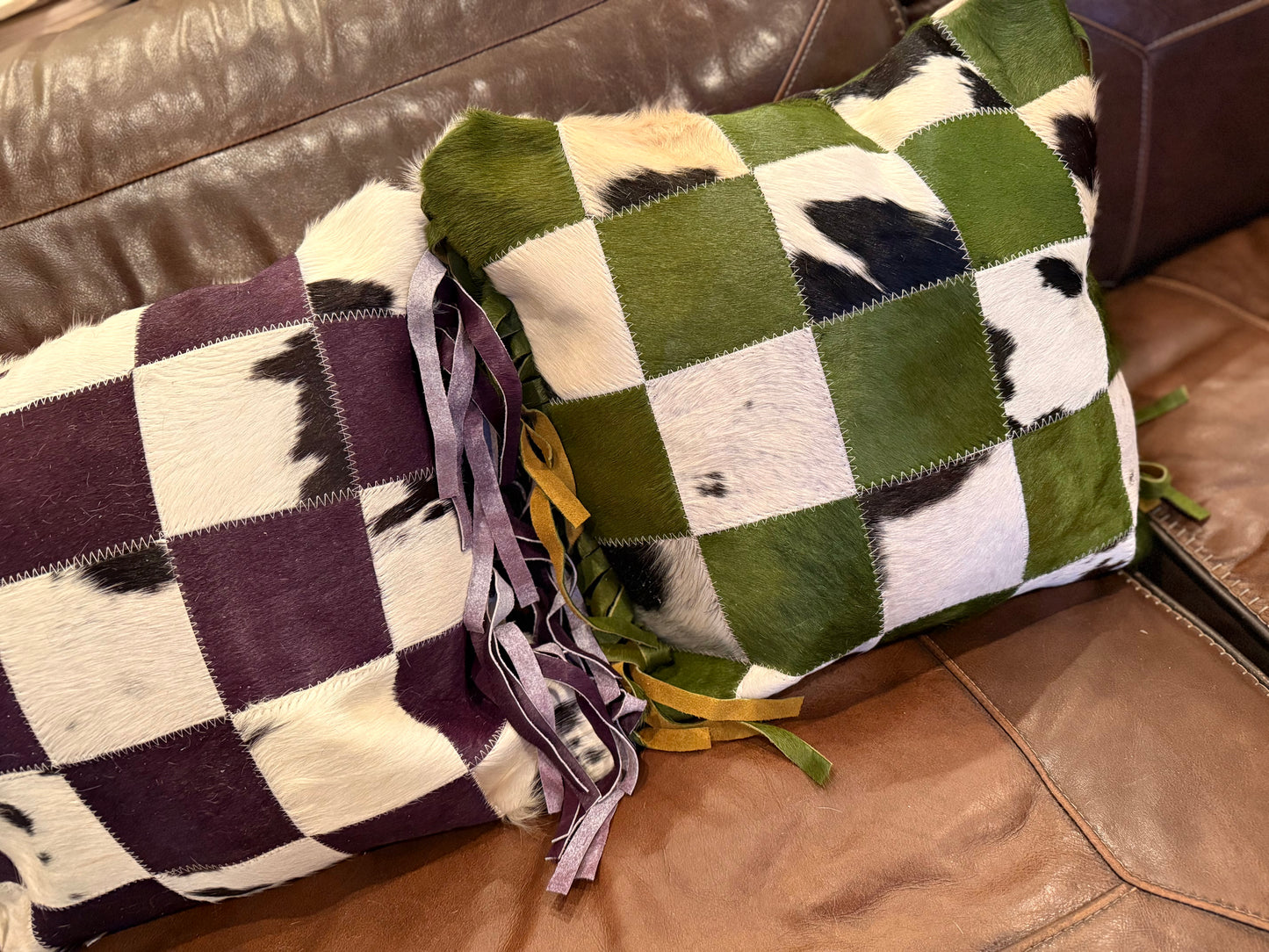 1 Fringe cowhide pillow case 18.5”