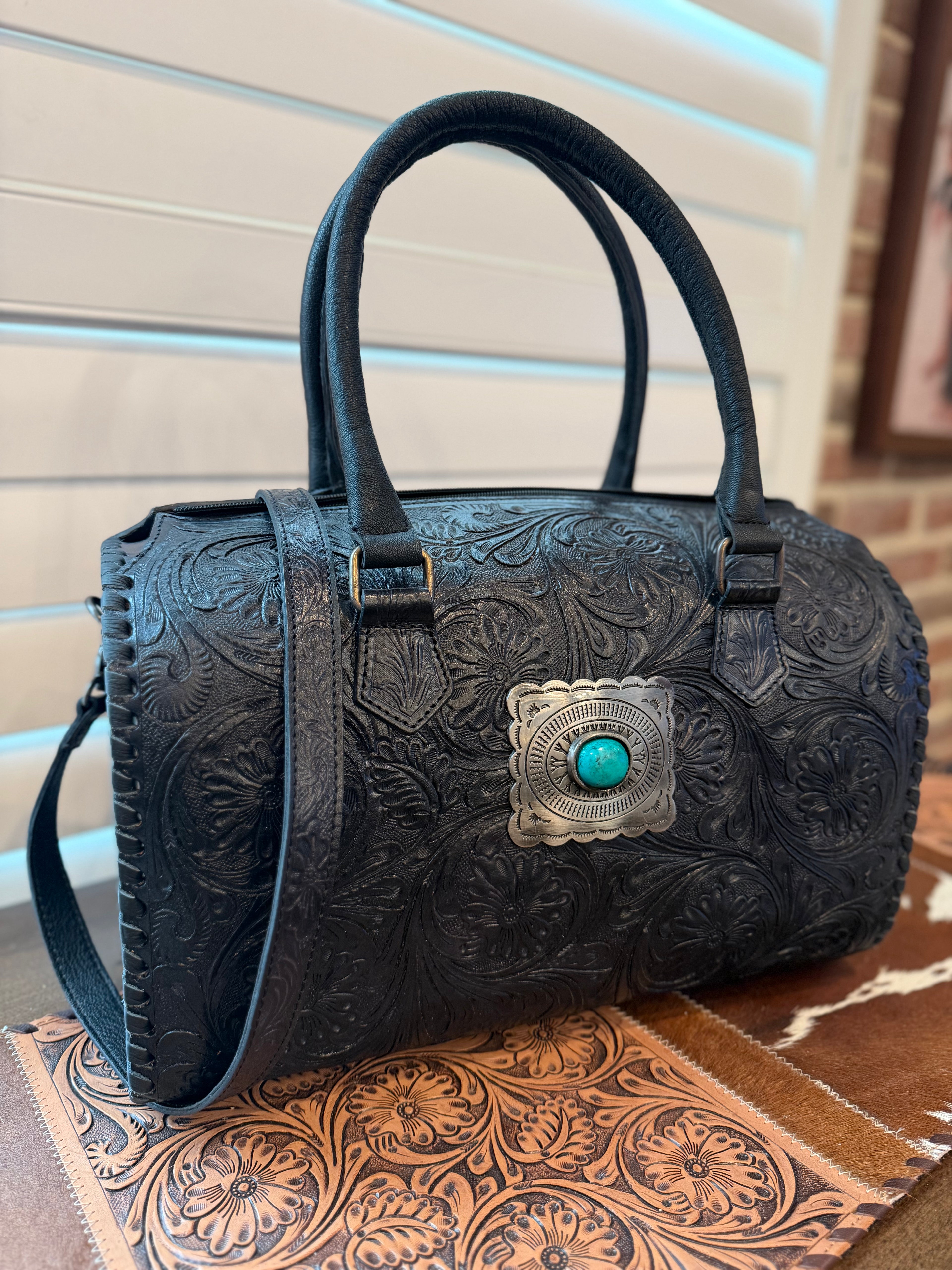 tooled leather speedy duffle (L)