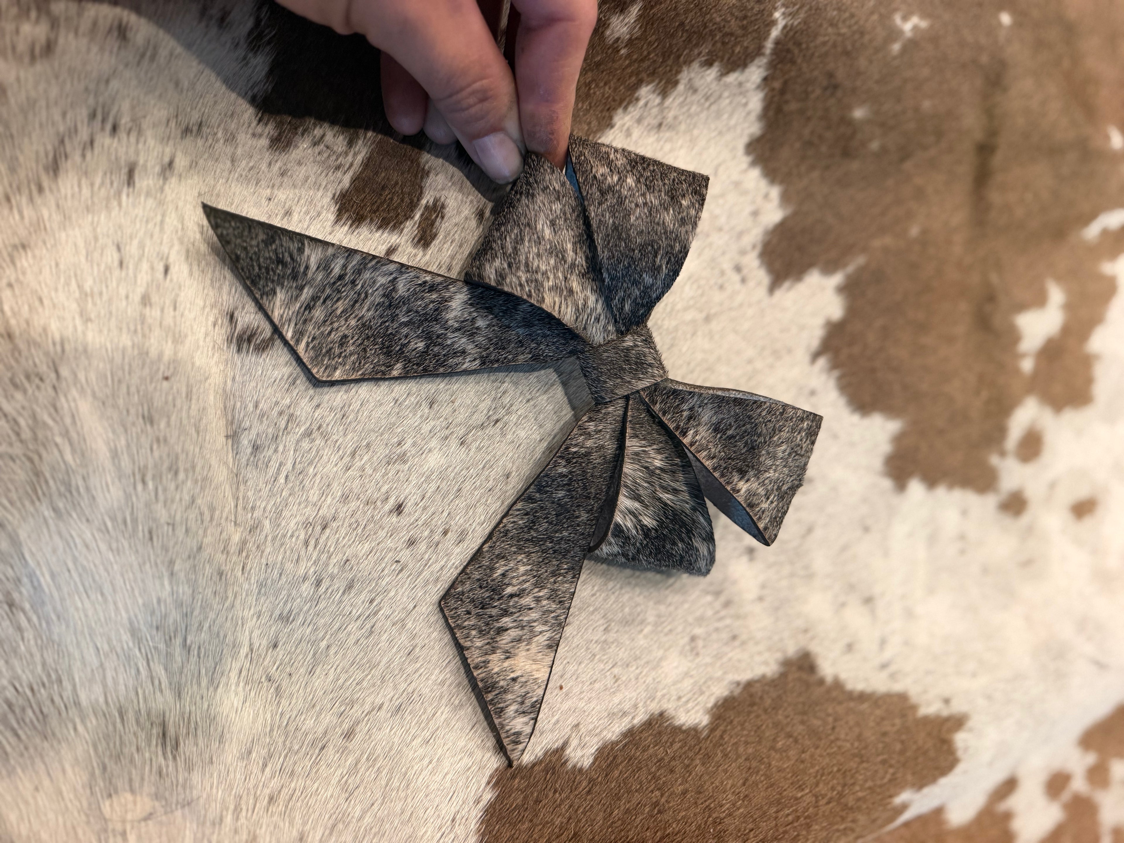 Large cowhide bow ornament - free engraving 7.5”