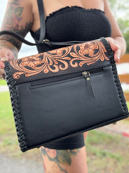 Tooled leather purse