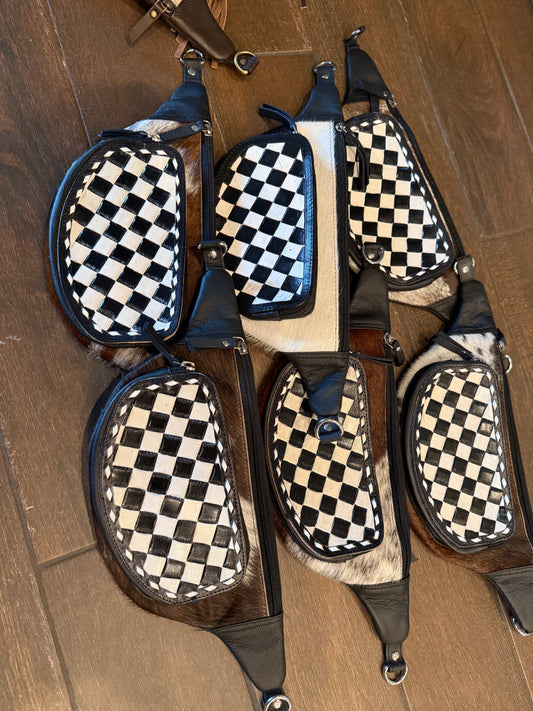 Checker NO FRINGE bum bag