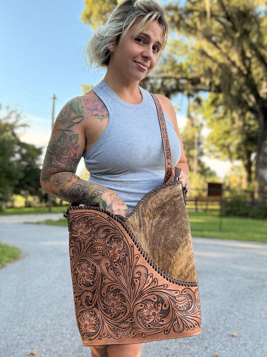 Brindle tooled leather purse