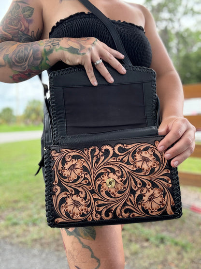 Tooled leather purse