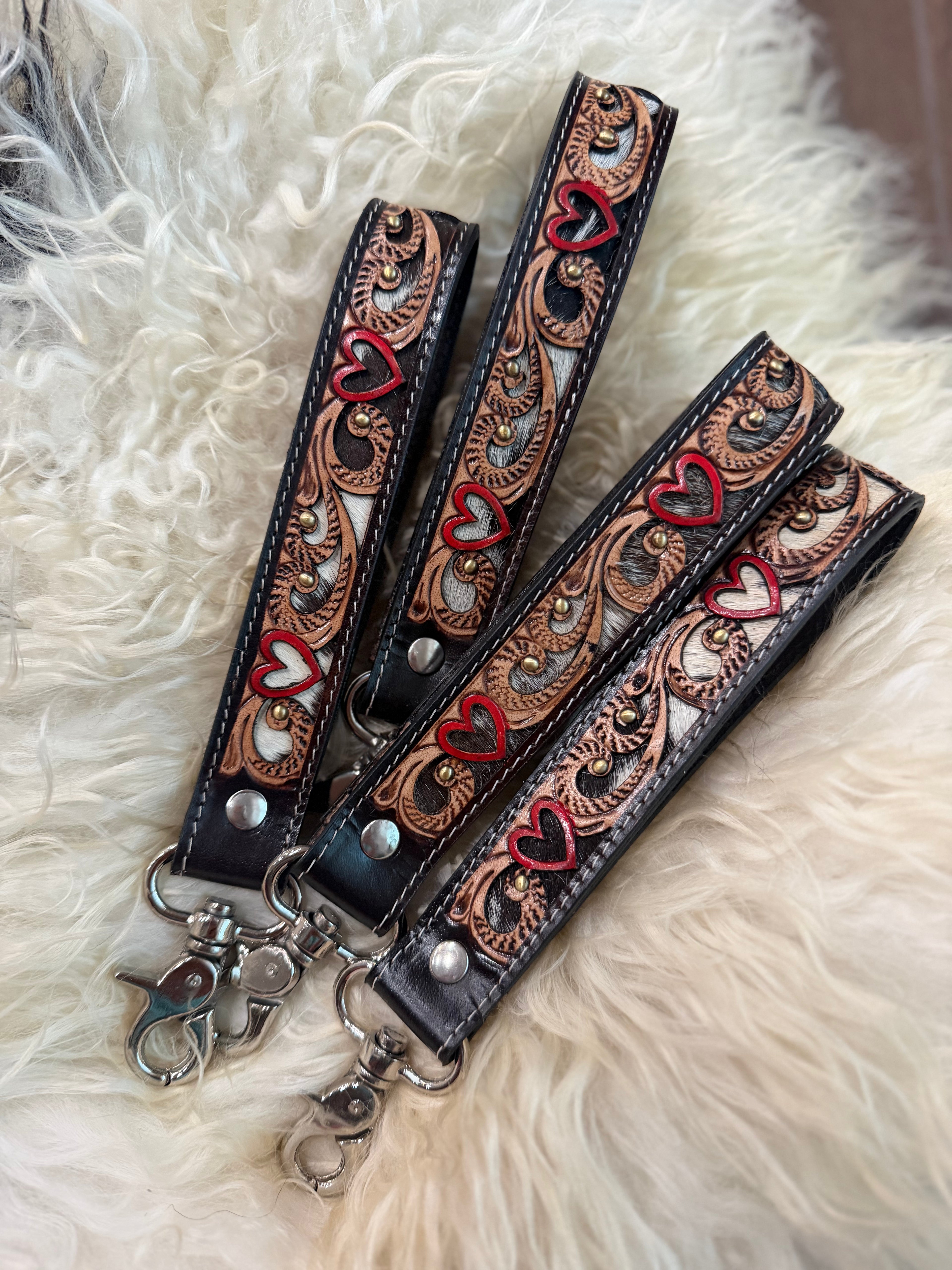Tooled leather 7.5” wristlet
