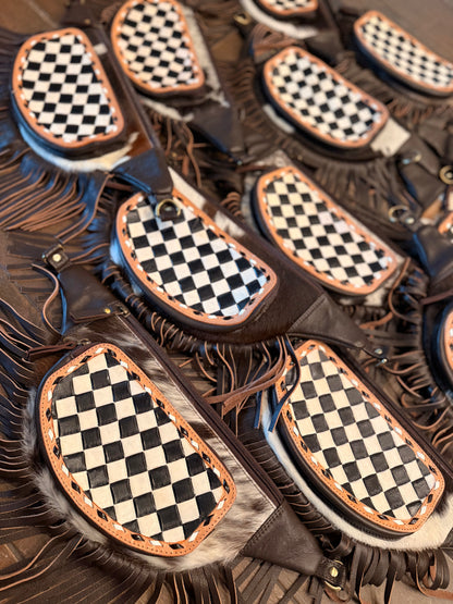 Checker print bum bag