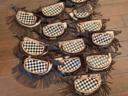 Checker print bum bag