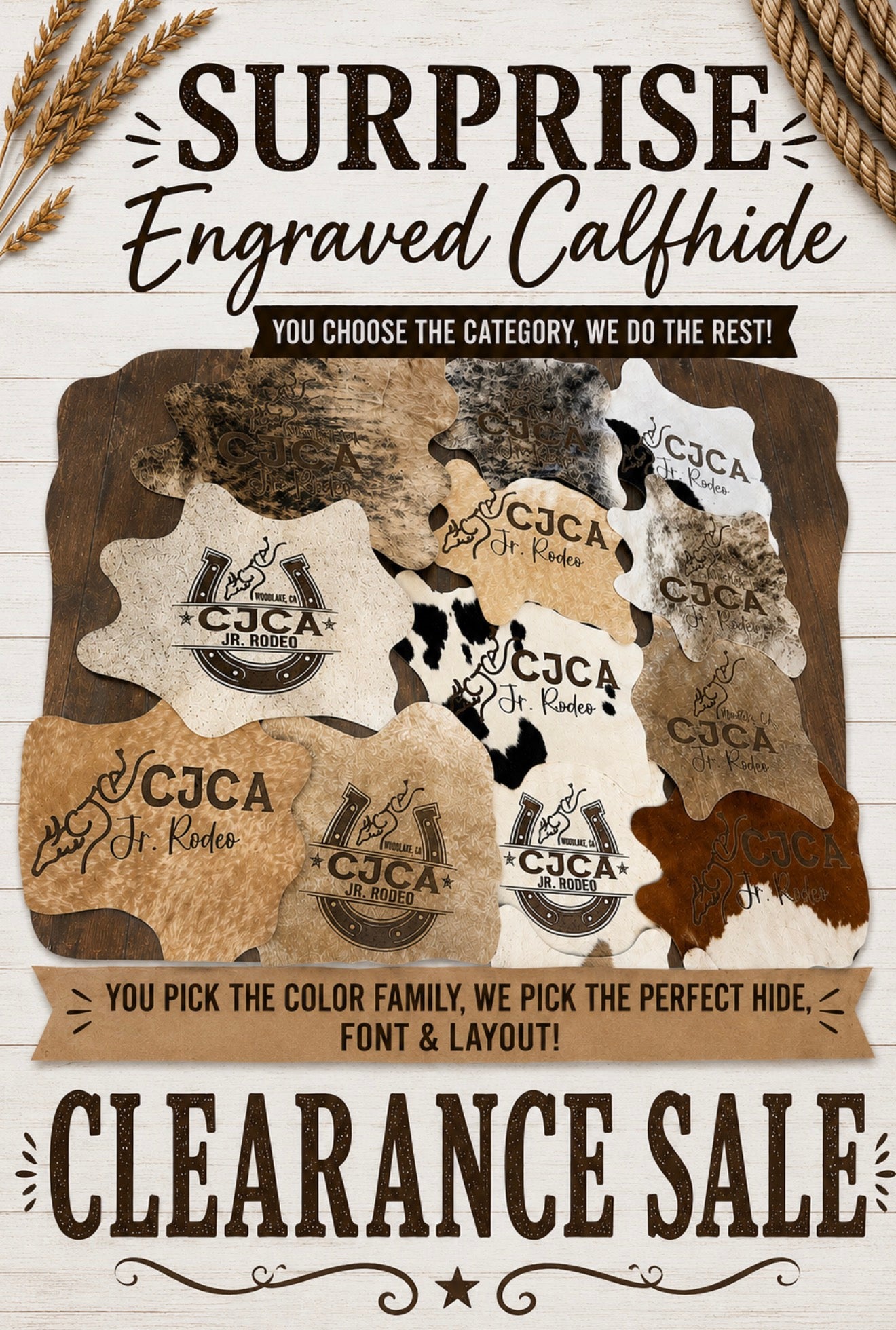 Mini Surprise calf hide 29” - includes engraving!