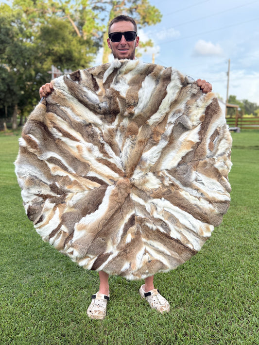 48" tan/brown rabbit hide rug