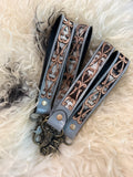 Tooled leather 7.5” wristlet