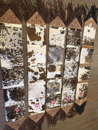 6ft fringe cowhide and tooled leather runners