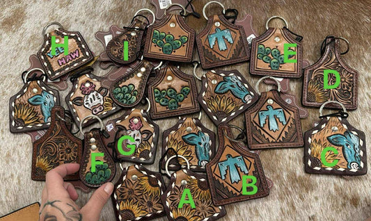 Tooled Leather Keychains