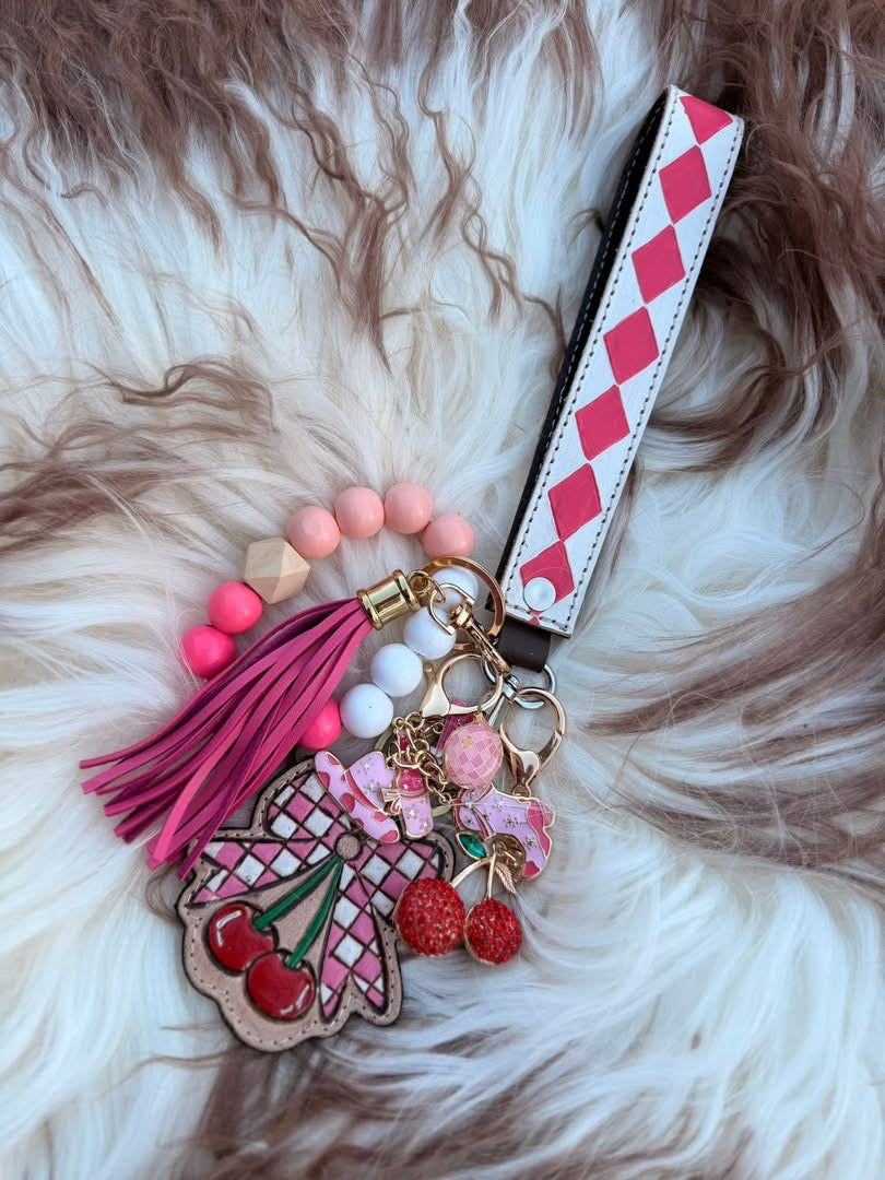 Wristlet checker keychains