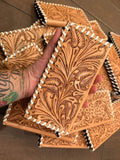 Tan tooled leather Wallet