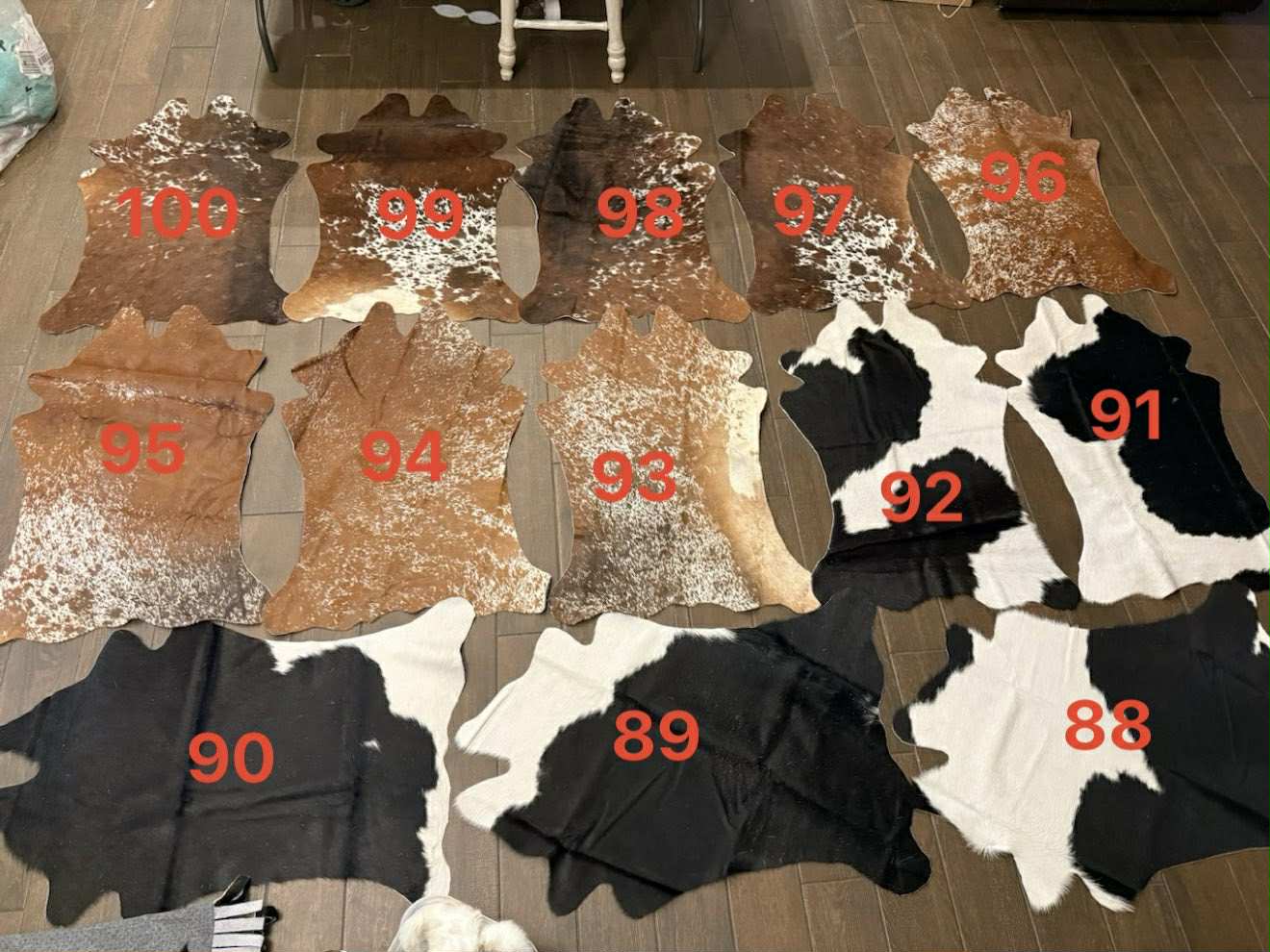 Set A - calf size hides - 36”-39”