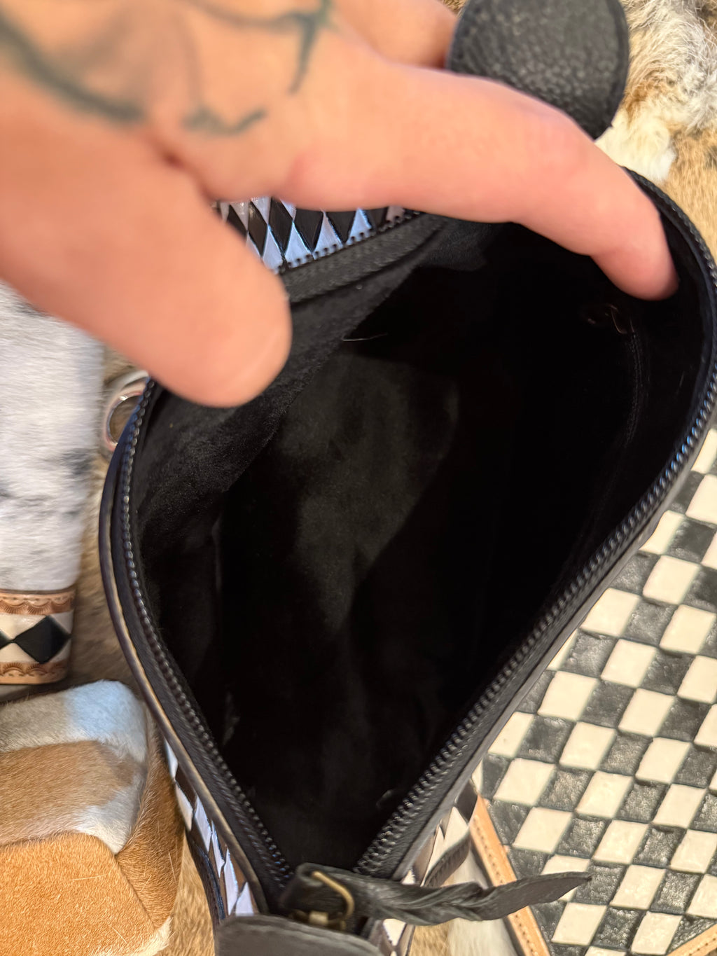 Checker makeup bag