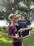 Cowhide boot stitch Bookbag