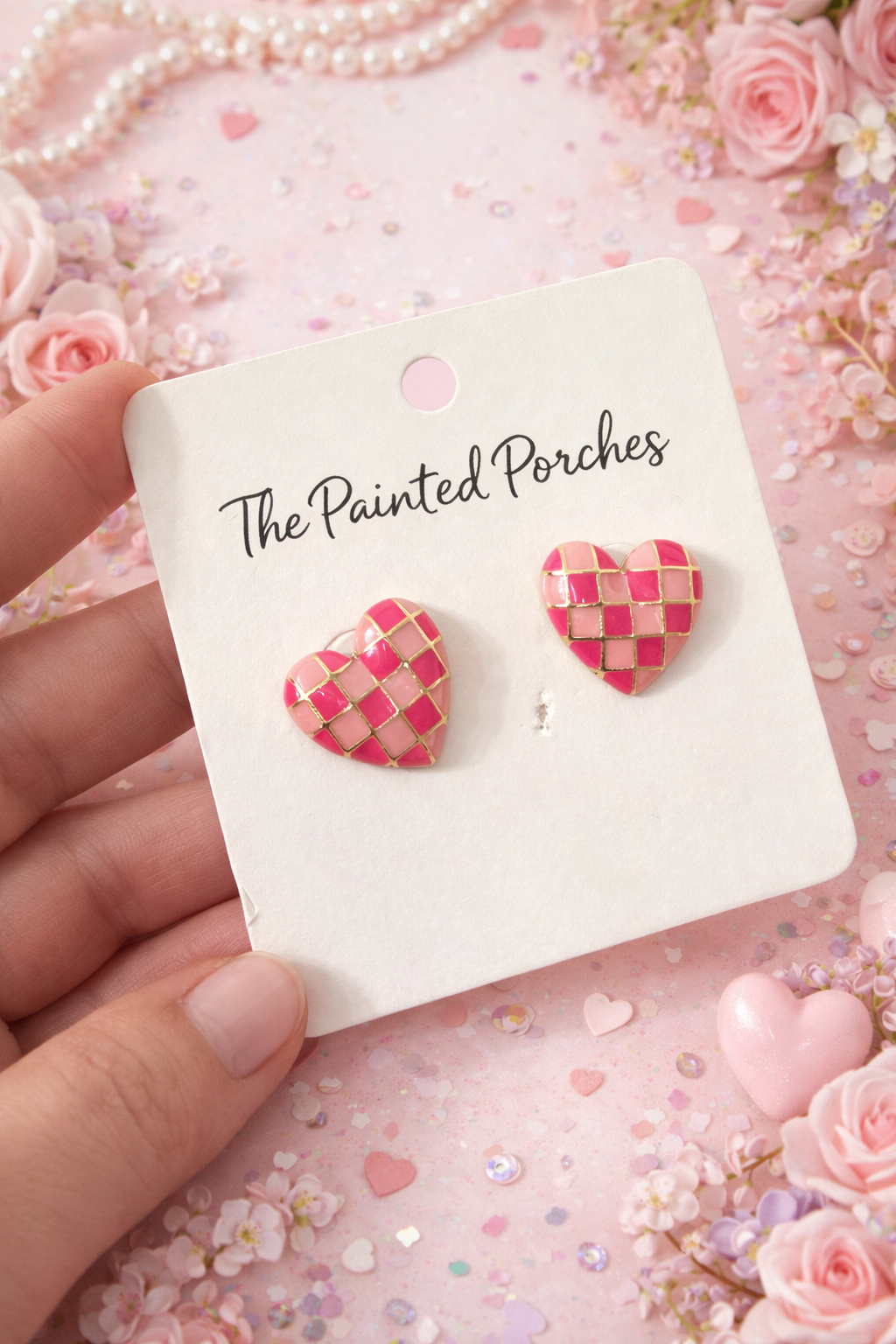 PinkChecker Earring studs