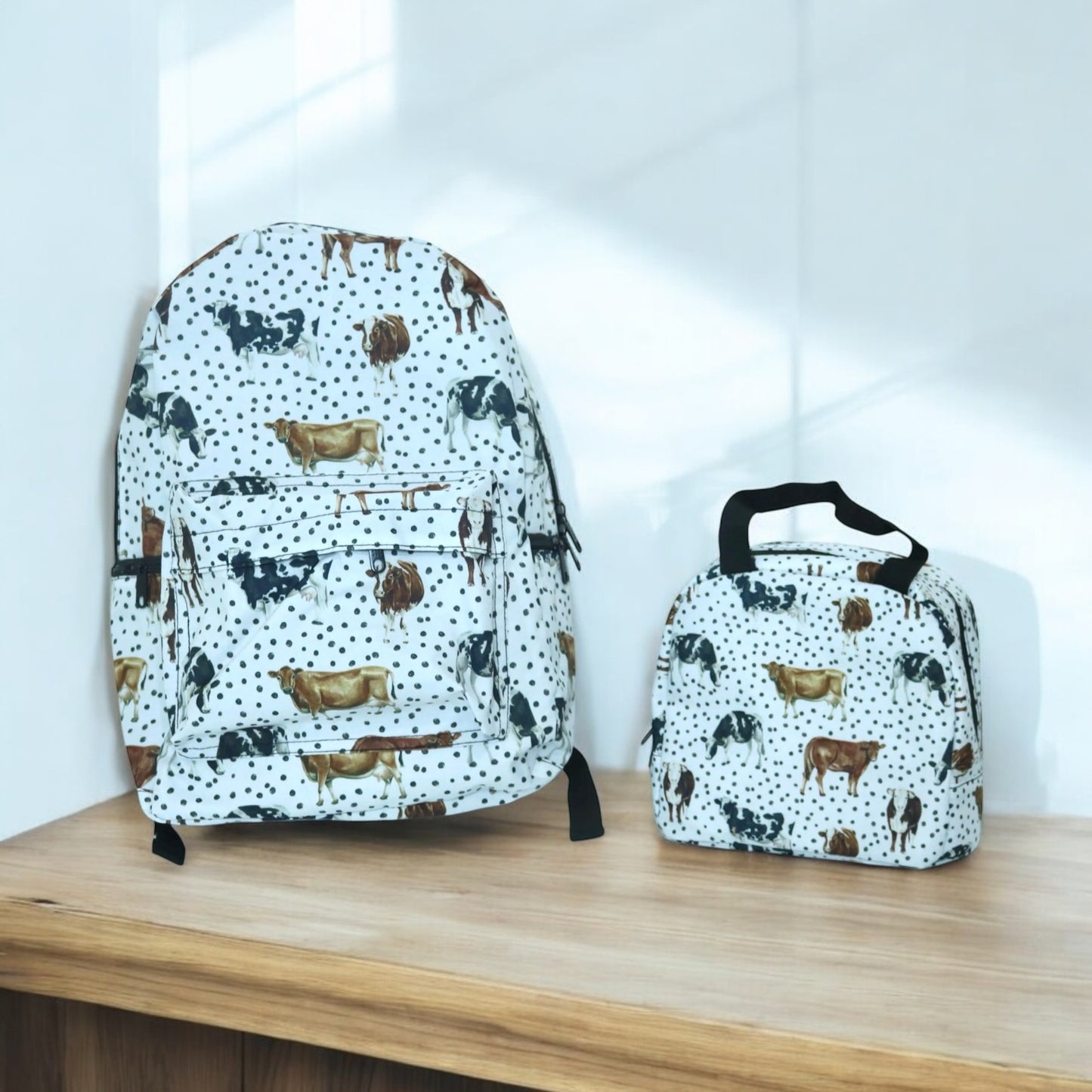 Cowhide bookbag with cowhide name patch only