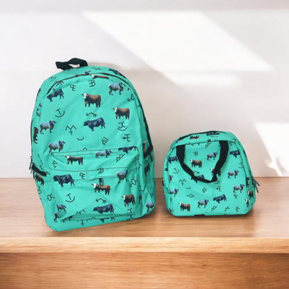 Cowhide bookbag with cowhide name patch only