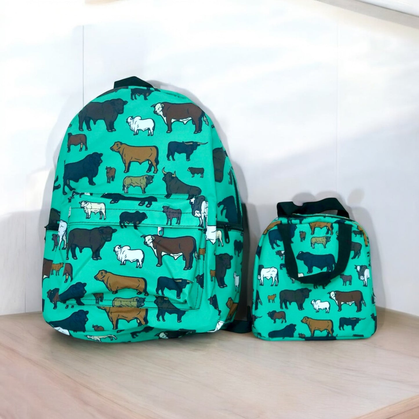 Cowhide bookbag with cowhide name patch only