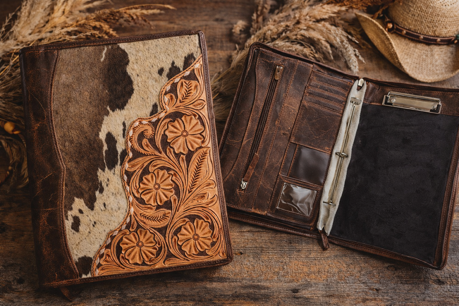 Floral- hand Tooled Binder