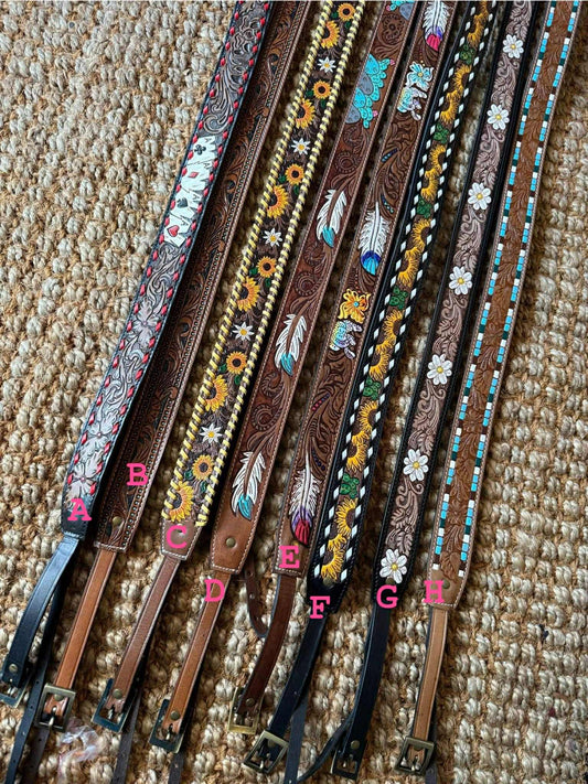 Tooled leather camera straps