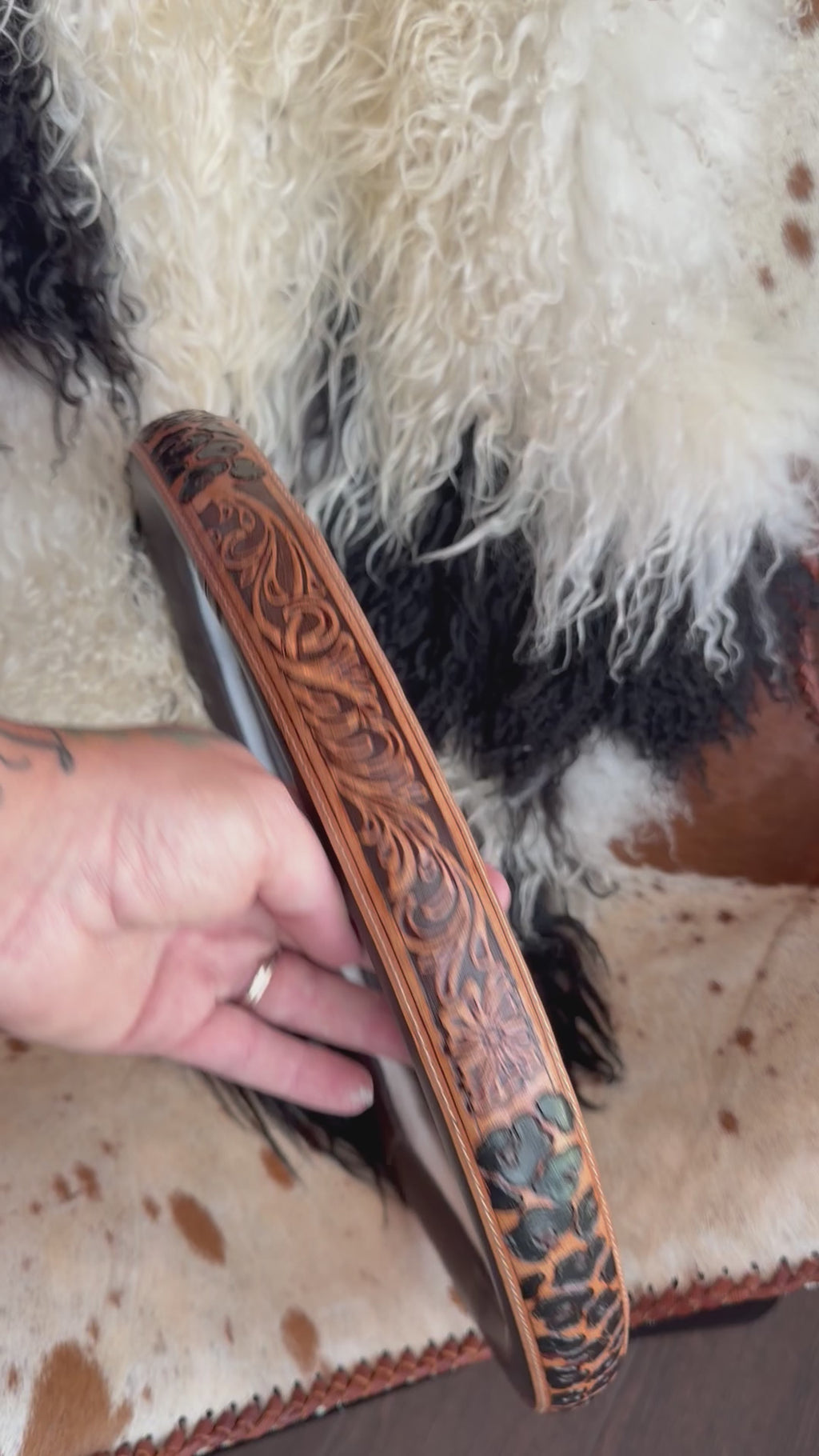 16 “ tooled leather steering wheel cover - read description before purchase