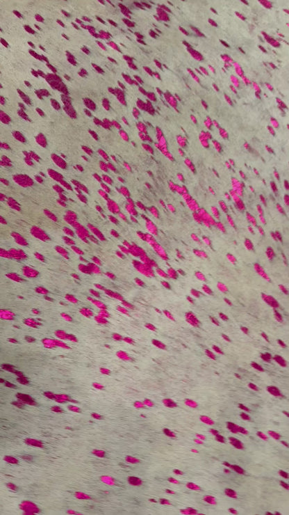 8’7” pink acid wash cowhide rug