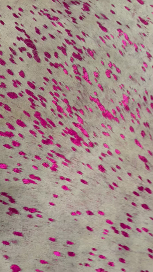 8’7” pink acid wash cowhide rug