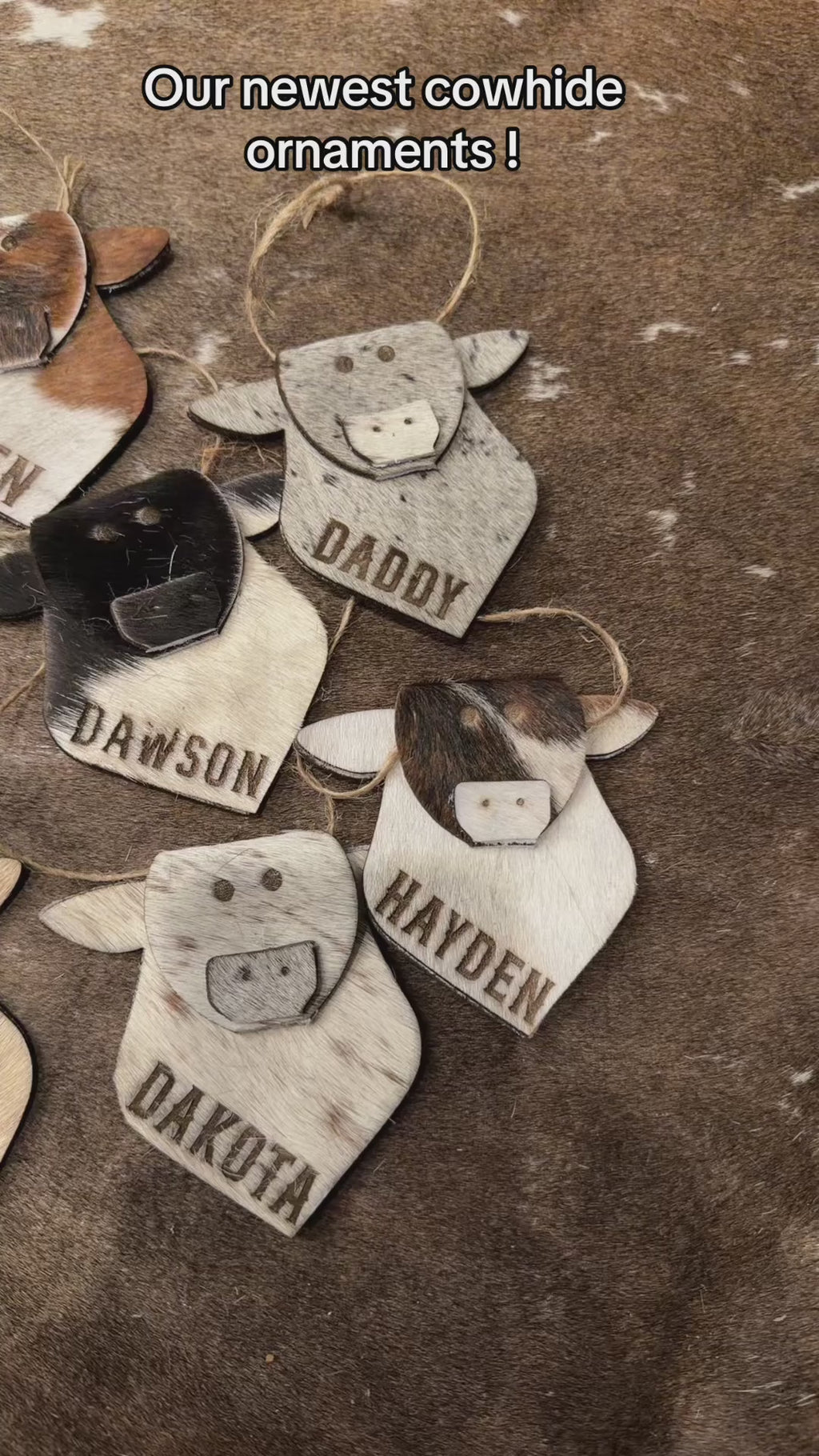 Large cowhide cow ornament - free engraving
