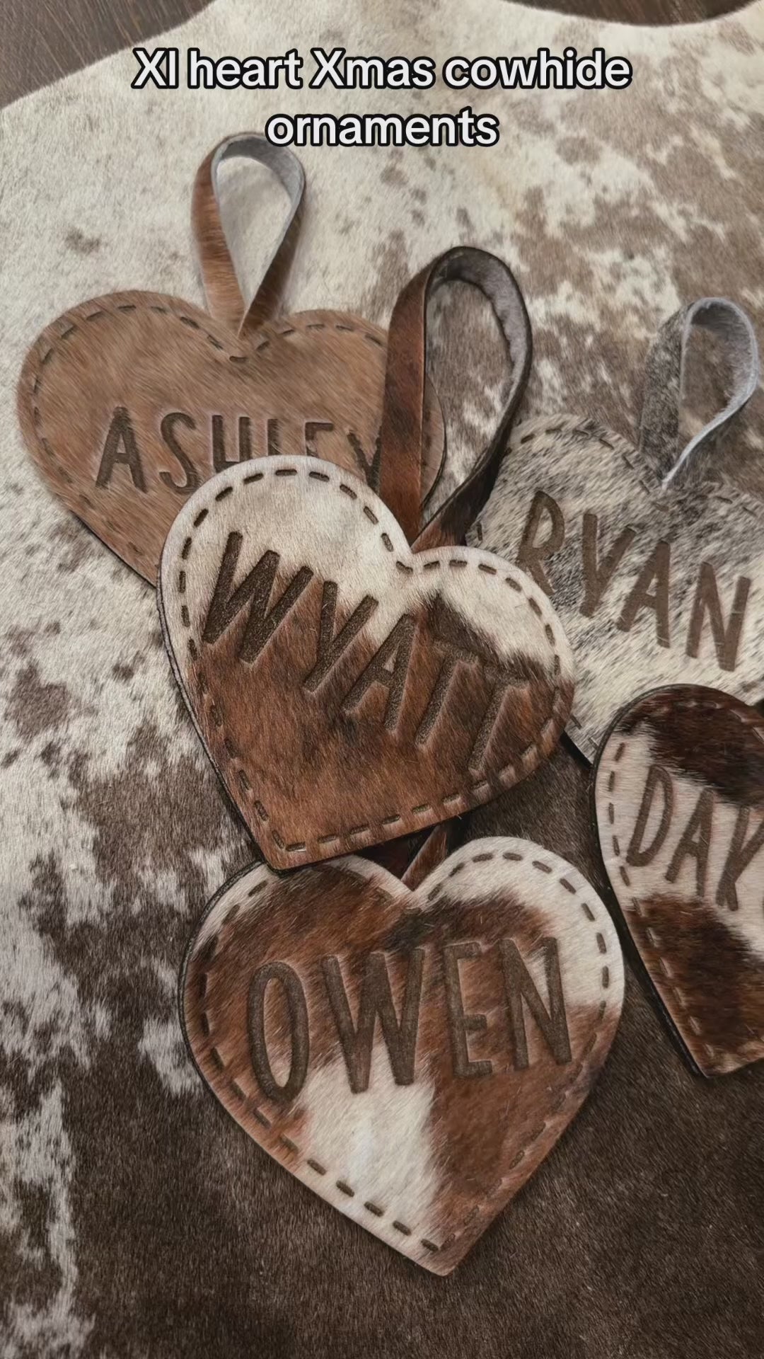Large cowhide heart ornament - free engraving