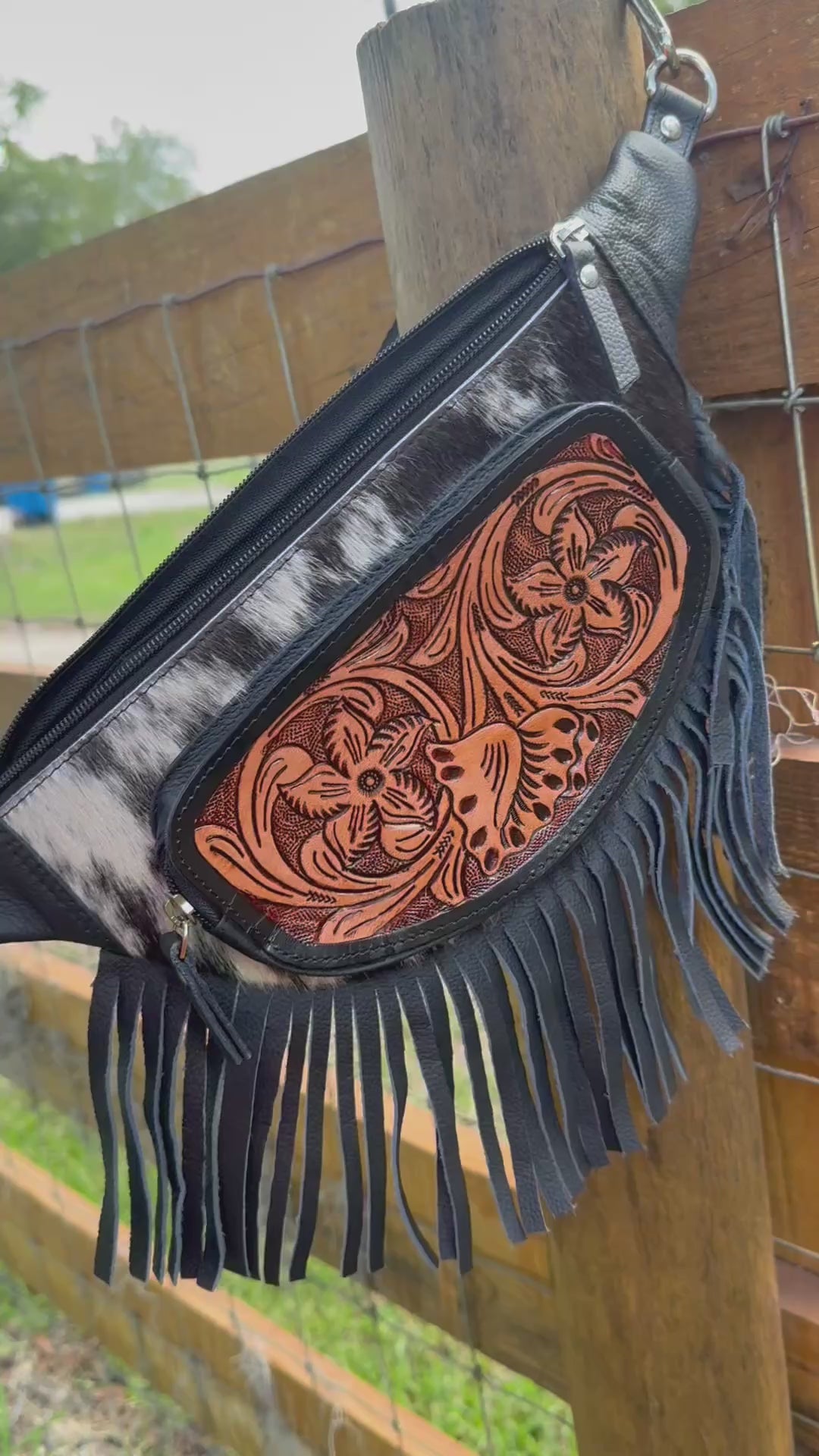 Black bum bag - fringe