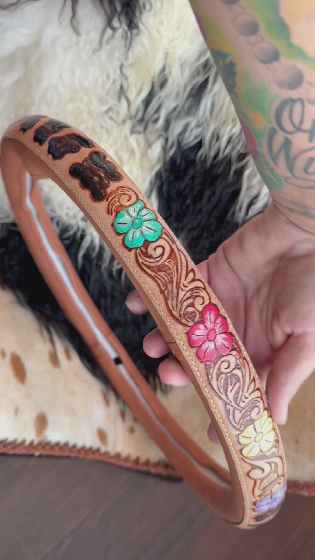 16 “ tooled leather steering wheel cover - read description before purchase