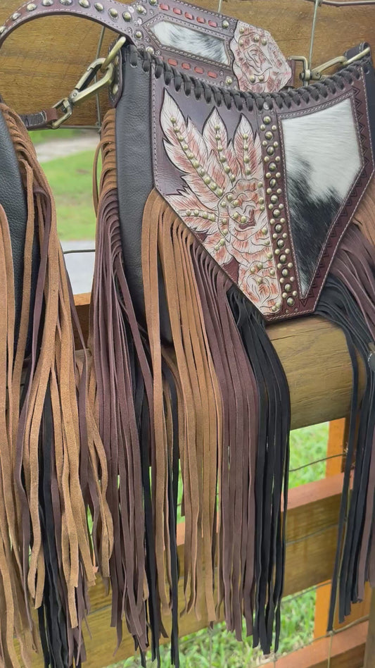 Fringe leather purse