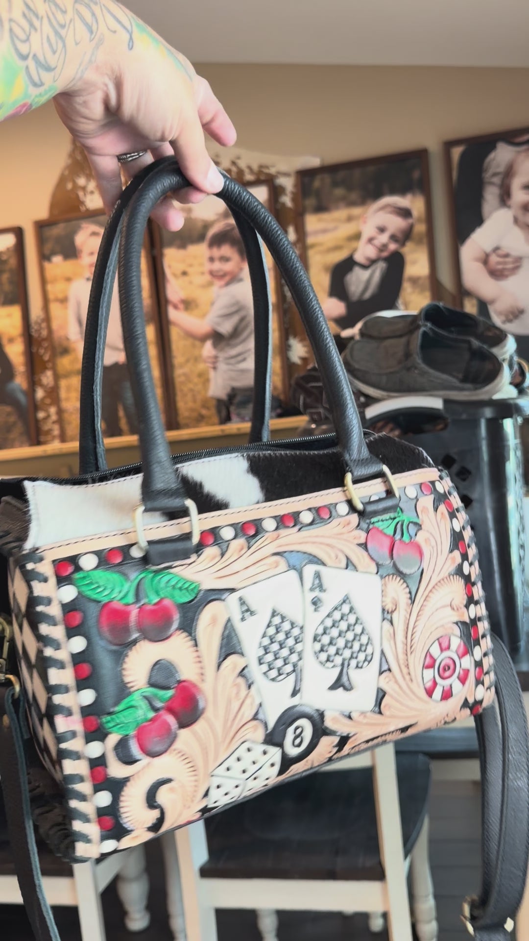 Wild Spade tooled leather speedy duffle (L)