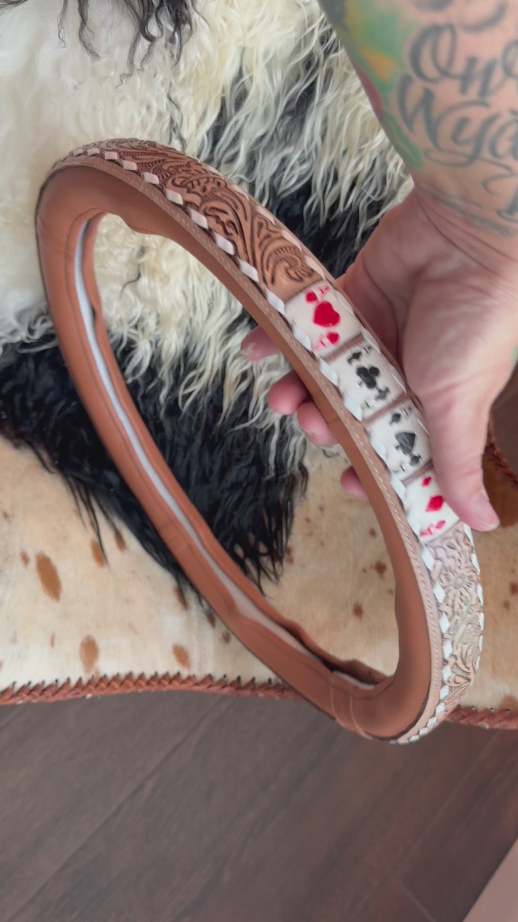 16 “ tooled leather steering wheel cover - read description before purchase